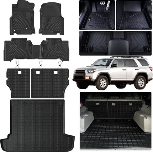 سجادات أرضية لسيارة Ford Expedition 2025 2026 ذات 7 مقاعد في الصف الثاني (ليست للحد الأقصى) وحصيرة صندوق السيارة ومسند الظهر، TPE للحماية من جميع الأحوال الجوية للصف الثاني والثالث مجموعة كاملة من الملحقات in Kuwait