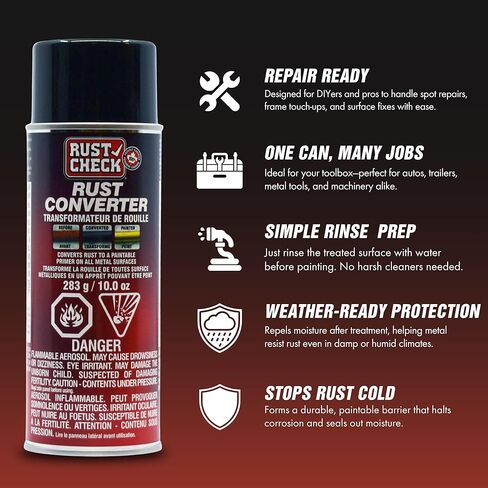 Rust Converter – Rust Neutralizer & Encapsulating Sealer – Anti-Rust Preventive Metal Agent for Automotive Restoration – Rusty Surface Inhibitor & Corrosion Stopper - 10 FL OZ - Aerosol in Saudi Arabia