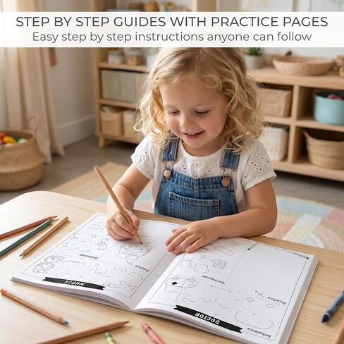ZICOTO Fun How to Draw Books for Kids مجموعة من 2 - هدايا كتاب الرسم والتلوين اللطيفة خطوة بخطوة للفتيات الذين تتراوح أعمارهم بين 4-6، 6-8 و8-12 - تعلم رسم تصاميم جميلة بخطوات سهلة للفنانين الصغار in Kuwait
