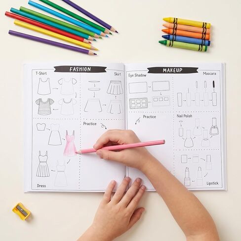 ZICOTO Fun How to Draw Books for Kids مجموعة من 2 - هدايا كتاب الرسم والتلوين اللطيفة خطوة بخطوة للفتيات الذين تتراوح أعمارهم بين 4-6، 6-8 و8-12 - تعلم رسم تصاميم جميلة بخطوات سهلة للفنانين الصغار in Kuwait