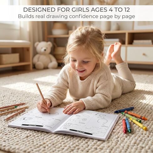ZICOTO Fun How to Draw Books for Kids مجموعة من 2 - هدايا كتاب الرسم والتلوين اللطيفة خطوة بخطوة للفتيات الذين تتراوح أعمارهم بين 4-6، 6-8 و8-12 - تعلم رسم تصاميم جميلة بخطوات سهلة للفنانين الصغار in Kuwait