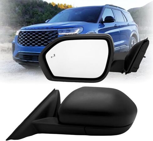 Passenger Side Mirror Compatiable With 2020-2025 Ford Explorer With Power Glass Blind Spots Manual Folding Non-Heated 5-Pins Textured Black Without Turn Signals in Saudi Arabia
