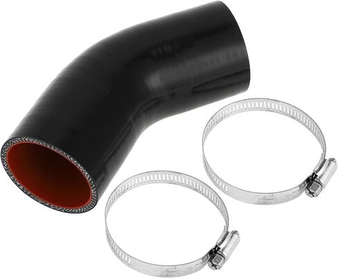 X AUTOHAUX 1 Set 60 مللي متر/2.36 بوصة ID 102 مللي متر/4.02 بوصة طول 45 درجة أسود أحمر خرطوم سيليكون للسيارة مع مشابك خرطوم تبريد عالمي in Kuwait