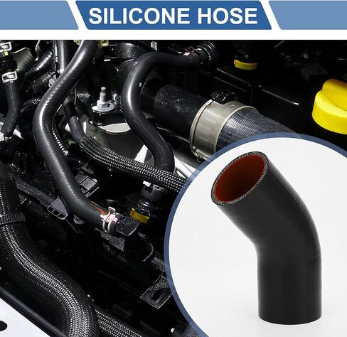 X AUTOHAUX 1 Set 60 مللي متر/2.36 بوصة ID 102 مللي متر/4.02 بوصة طول 45 درجة أسود أحمر خرطوم سيليكون للسيارة مع مشابك خرطوم تبريد عالمي in Kuwait