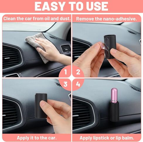 4 PCS Upright Lip Balm Holder for Car Lip Balm Holder No Melt, Car Accessories for Women Interior, Universal for SUV, Sedan, Truck (Black) in Saudi Arabia