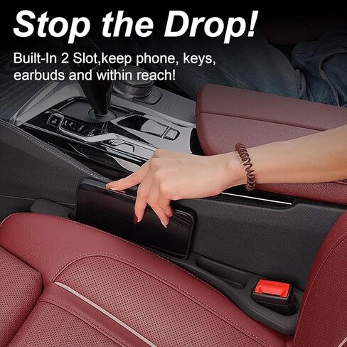 Car Seat Gap Filler, 2-Pack Universal Seat Gap Filler Organizer,Seat Side Gap Seam Filler Organizer Between Seat and Centre Console, No Drop Seat Guard for Phones,Keys & Cards, Fits Cars, SUVs, Trucks in Saudi Arabia