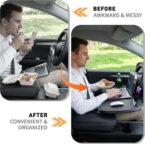Tesla Model Y 3 S X Foldable Food Tray Desk, Portable Car Laptop Table Compatible with Model Y Juniper & Model 3 Highland, Multipurpose Car Eating Tray for Driver Passenger, Travel Work Accessories in Saudi Arabia