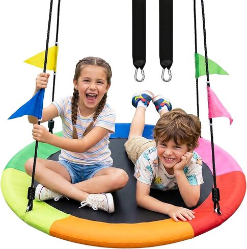 HeyZoo Tree Swing, 40 Inch Saucer Swing for Kids, 600lbs Weight Capacity, with Adjustable Hanging Straps, Heavy-Duty 900D Oxford, for Outdoor Playground, Backyard, 6-Color Mixed in Saudi Arabia