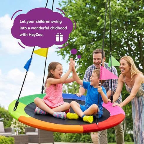 HeyZoo Tree Swing, 40 Inch Saucer Swing for Kids, 600lbs Weight Capacity, with Adjustable Hanging Straps, Heavy-Duty 900D Oxford, for Outdoor Playground, Backyard, 6-Color Mixed in Saudi Arabia