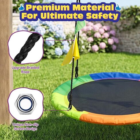 HeyZoo Tree Swing, 40 Inch Saucer Swing for Kids, 600lbs Weight Capacity, with Adjustable Hanging Straps, Heavy-Duty 900D Oxford, for Outdoor Playground, Backyard, 6-Color Mixed in Saudi Arabia