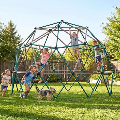 Hapfan 6.5 FT Tall Climbing Dome, Large Jungle Gym for Kids Outdoor Backyard, Monkey Bars in Natural Colors for Older Kids 8-12, Anti- Rust Playset, ASTM Approved, Patent Pending in Kuwait