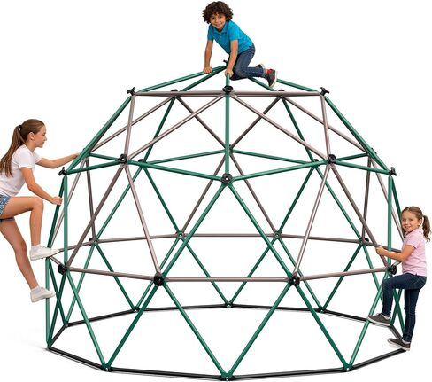 Hapfan 6.5 FT Tall Climbing Dome, Large Jungle Gym for Kids Outdoor Backyard, Monkey Bars in Natural Colors for Older Kids 8-12, Anti- Rust Playset, ASTM Approved, Patent Pending in Kuwait