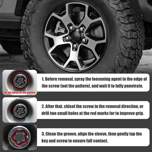 مفتاح صامولة قفل العجلة لسيارة جيب - 803 أمان مضاد للسرقة، أداة فضية تناسب 2016-2020 Renegade Wrangler Cherokee Journey Dodge استبدال أداة إزالة تركيب عجلة الإطارات in Kuwait