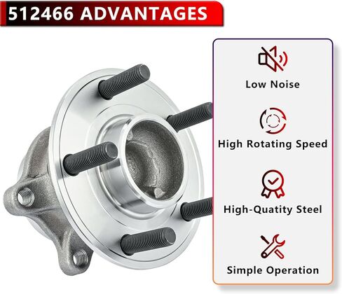 512466 Rear Wheel Bearing Hub Assembly for 2012-2018 Ford Focus (Without Active Park Assist), Wheel Hub 5Lugs w/ABS in Kuwait