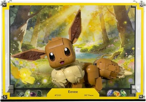 حافظة عرض متوافقة مع LEGO 72151 Eevee - واجهة عرض أكريليك شفافة مقاومة للغبار مع خلفية مطبوعة بالأشعة فوق البنفسجية لعشاق الألعاب - المجموعة غير متضمنة in Kuwait