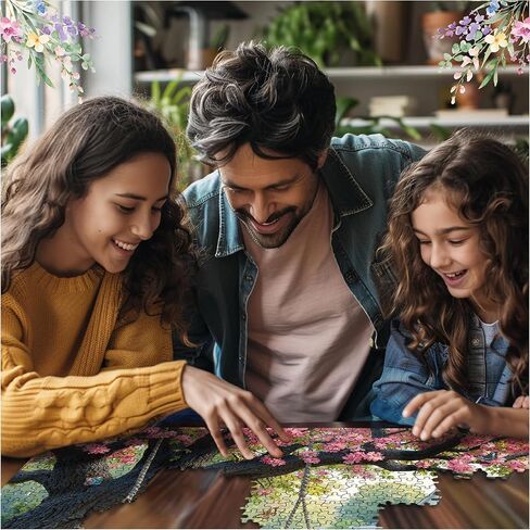 White Mountain 1000 Piece Jigsaw Puzzle Spring Garden Blossom Scene Puzzles with Large Pieces Gift for Adults and Family 24"x30" - Under Pink Blooms in Kuwait