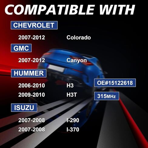 مستشعر مراقبة ضغط الإطارات المبرمج مسبقًا 315 ميجاهرتز TPMS متوافق مع 2007-2012 Chevy Colorado/Gmc Canyon، لـ Hummer H3 2006-2010، لـ Isuzu i-290 i-370 مجموعة من 4، OE-15122618 in Kuwait