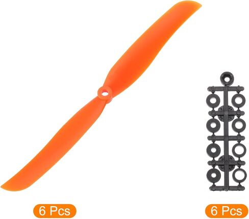 MECCANIXITY 9050 Propellers 9x5 Prop 2-Vane Fixed-Wing Orange Replacement Props with Adapter Rings for Airplane RC Plane, Pack of 6 in Kuwait
