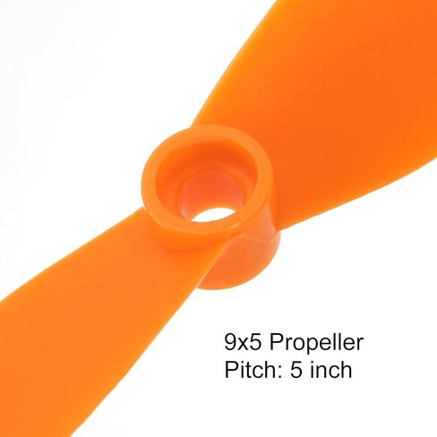 MECCANIXITY 9050 Propellers 9x5 Prop 2-Vane Fixed-Wing Orange Replacement Props with Adapter Rings for Airplane RC Plane, Pack of 6 in Kuwait