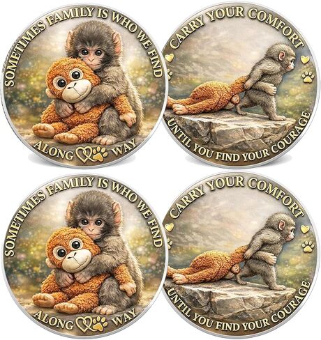 Emotional Support Coin, Punch Monkey Challenge Pocket Coin, Double‑Sided Collectible Token, Inspirational Mental Health Motivational Encouragement Anxiety Depression Recovery Gift（A 1PCS） in Kuwait