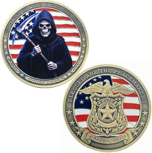 Death Reaper Law Enforcement Challenge Coin Police Service Coin Collectible Gift (Single Coin) in Saudi Arabia