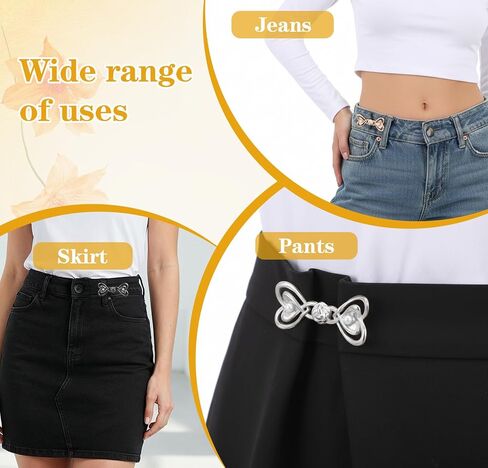 6Pcs Pant Waist Tightener, Heart Shaped Jean Buttons for Loose Jeans No Sew and No Tools Button Pins Adjustable & Detachable Waist Cincher Clip for Loose Women Jeans Clothing Dresses Skirts in Kuwait