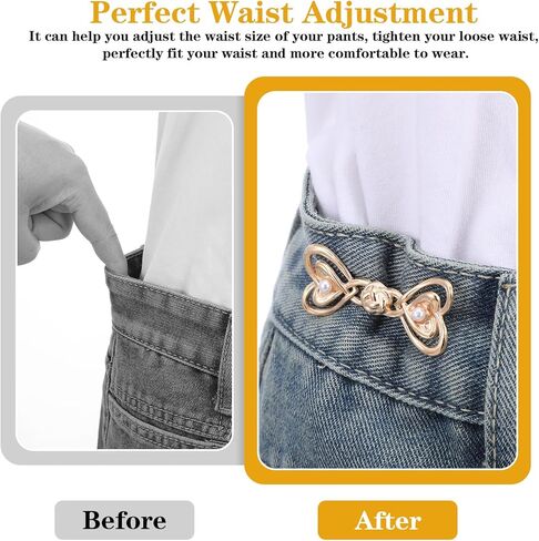 6Pcs Pant Waist Tightener, Heart Shaped Jean Buttons for Loose Jeans No Sew and No Tools Button Pins Adjustable & Detachable Waist Cincher Clip for Loose Women Jeans Clothing Dresses Skirts in Kuwait
