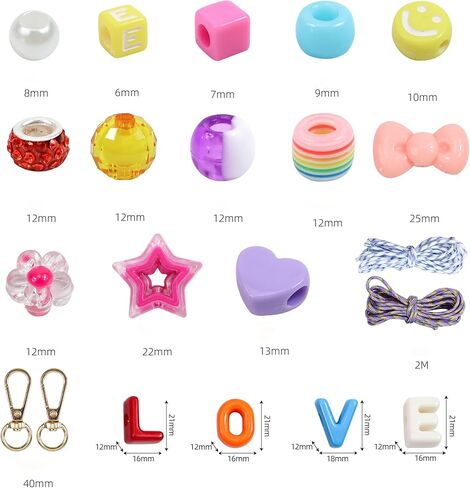 Funideer Keychain Making Kit, 400PCS DIY Bag Charm Kit for Gift, Party, or Family Activity, Keychain Jewelry Making Kit with Beads, Handmade Accessories (Love) in Kuwait