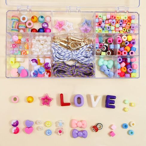 Funideer Keychain Making Kit, 400PCS DIY Bag Charm Kit for Gift, Party, or Family Activity, Keychain Jewelry Making Kit with Beads, Handmade Accessories (Love) in Kuwait