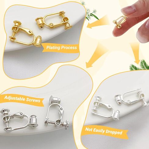 18 Pcs Adjustable Clip-on Earring Converters for Non-Pierced Ears, Convert Pierced Earrings to Clip-ons, Comfortable Jewelry Making Kit in Silver, Gold & Bright Gray, Great for DIY & Wear in Saudi Arabia