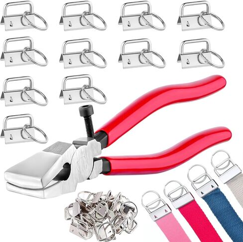 Sichgitzo 51Pcs Key Fob Hardware Set with Pliers, 1 Inch Keychain Rings for Wristlet Lanyard and Keychain Making Supplies, DIY Kit in Saudi Arabia
