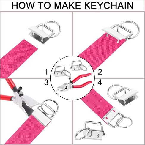 Sichgitzo 51Pcs Key Fob Hardware Set with Pliers, 1 Inch Keychain Rings for Wristlet Lanyard and Keychain Making Supplies, DIY Kit in Saudi Arabia