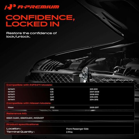 A-Premium Hood Latch Lock Compatible with Infiniti Q60 2014-2015, G37 2008-2013, Q40 2015, G25 2011-2012, G35 2007-2008 & Nissan 370Z 2009-2017, Front Hood Lock Engine Bonnet Latch Assembly in Kuwait