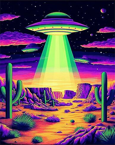Jiqinsiye UFO Paint by Numbers Kits for Adults,Spaceship DIY Painting Kit on Canvas,Desert Color by Numbers,Large Adult Paint by Number for Wall Decor and Gifts in Saudi Arabia