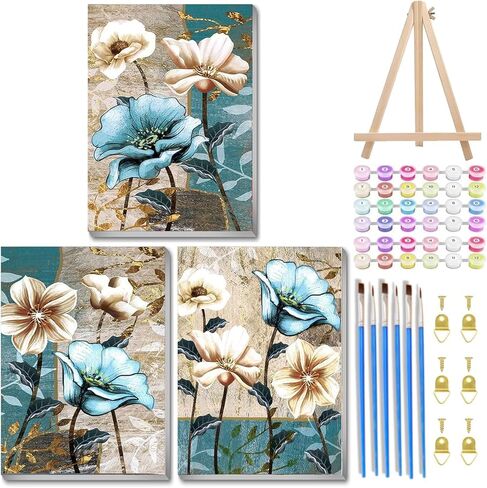 DYAIANGMU 4 Pack Book Paint by Numbers Kit for Adults Beginner,Flower Paint by Number Kits on Canvas for Adults Beginner,Digital Oil Painting Kits for Home Wall Decor 9.8X9.8 inch (with Frame) in Saudi Arabia