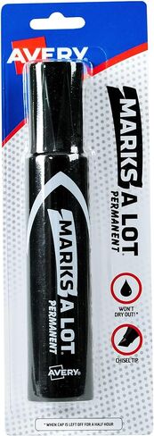 AVERY Marks-A-Lot Permanent Marker, Jumbo Desk-Style Size, Chisel Tip, Water and Wear Resistant, Black Marker (24138) in Saudi Arabia