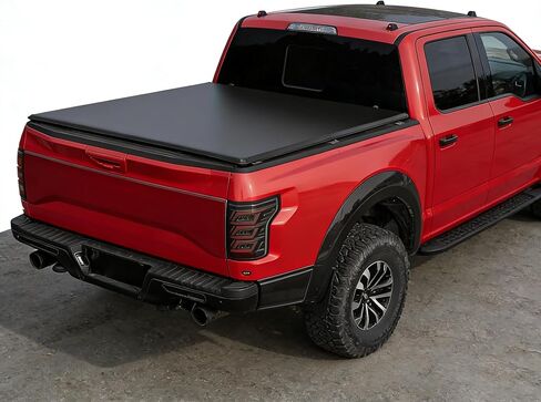 غطاء سرير شاحنة ناعم قابل للطي متوافق مع سرير 2007-2018 Chevy Silverado/GMC Sierra 1500 5.8 قدم بدون أنظمة السكك الحديدية، غطاء سرير شاحنة أسود in Kuwait
