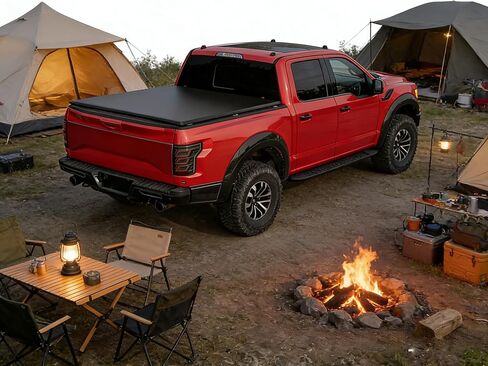 غطاء سرير شاحنة ناعم قابل للطي متوافق مع سرير 2007-2018 Chevy Silverado/GMC Sierra 1500 5.8 قدم بدون أنظمة السكك الحديدية، غطاء سرير شاحنة أسود in Kuwait