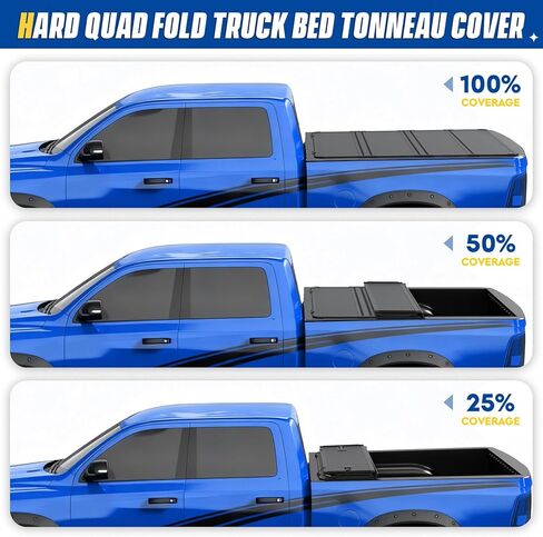 غطاء تونيو لسرير الشاحنة رباعي الطي بطول 5.5 قدم لسيارة Ford F-150 2015-2025، Fleetside 5.5 قدم 67.1 بوصة، وليس من أجل Flareside/Stepside. in Kuwait