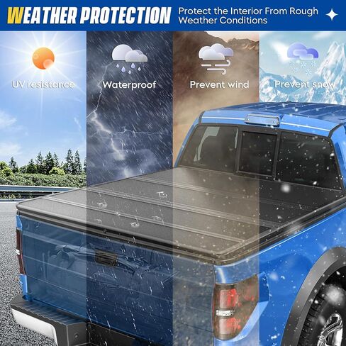 غطاء تونيو لسرير الشاحنة رباعي الطي بطول 5.5 قدم لسيارة Ford F-150 2015-2025، Fleetside 5.5 قدم 67.1 بوصة، وليس من أجل Flareside/Stepside. in Kuwait