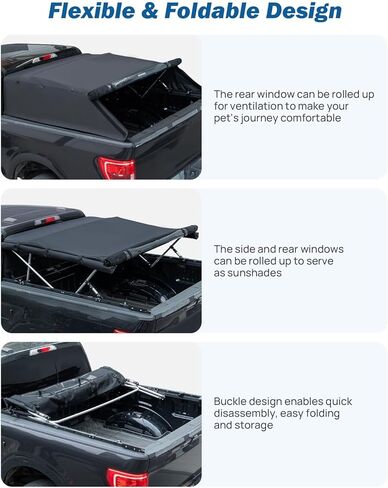 غطاء علوي ناعم لسرير الشاحنة من JOYTUTUS متوافق مع F150 2015-2026 مع سرير 5.5 قدم، غطاء شاحنة التخييم القابل للطي in Kuwait