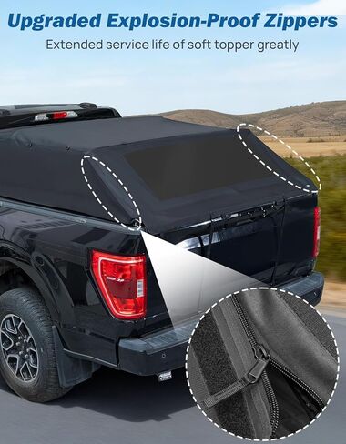 غطاء علوي ناعم لسرير الشاحنة من JOYTUTUS متوافق مع F150 2015-2026 مع سرير 5.5 قدم، غطاء شاحنة التخييم القابل للطي in Kuwait