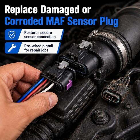 5 Pin Mass Air Flow (MAF) Sensor Connector - Wire Harness fits for Audi A3, A3 Sportback E-Tron, A4, A4 Allroad, A5, A6, A7, A8, Q3 - Replacement Pigtail Connector Wiring Harness, 4F0973705, 51909648 in Saudi Arabia