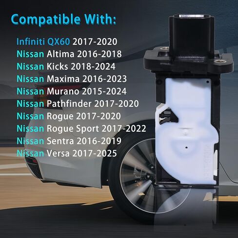 22680-BV80B مستشعر تدفق الهواء الشامل MAF متر الاستشعار لإنفينيتي 2017-2020 QX60 لنيسان 2016-2018 ألتيما | 2018-2024 ركلات | 2017-2025 فيرسا، يستبدل 226805RB0A، 22680BV80B، MAS0457، AF10539 in Kuwait
