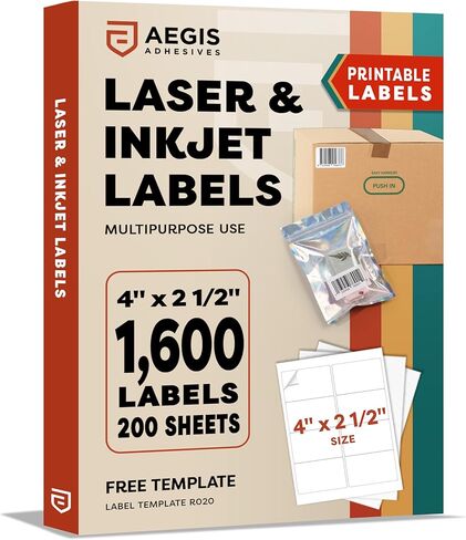 4" X 2.5" Matte White Printable Shipping Labels (500 Sheets, 4000 Stickers) Address and Mailing Labels for Laser & Inkjet Printers - Aegis Adhesives Template R020 in Kuwait