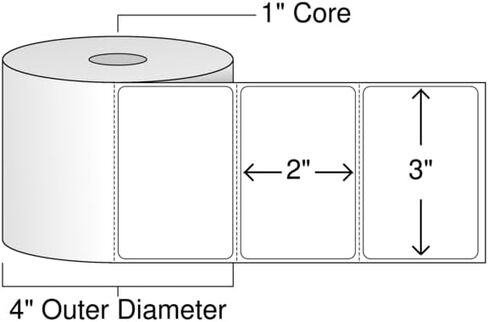 ملصقات حرارية مباشرة مقاس 3 × 2 بوصة من OnlineLabels - أبيض غير لامع - الرموز الشريطية والشحن والطباعة حسب الطلب - لفة واحدة (إجمالي 730 ملصق) - 1 بوصة أساسية - الطابعات الحرارية المباشرة فقط in Kuwait