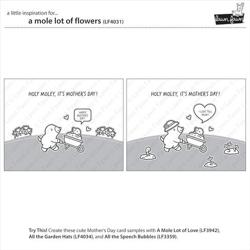 مجموعة طوابع شفافة من Lawn Fawn LF4031 A Mole Lot of Flowers 3x4 in Kuwait