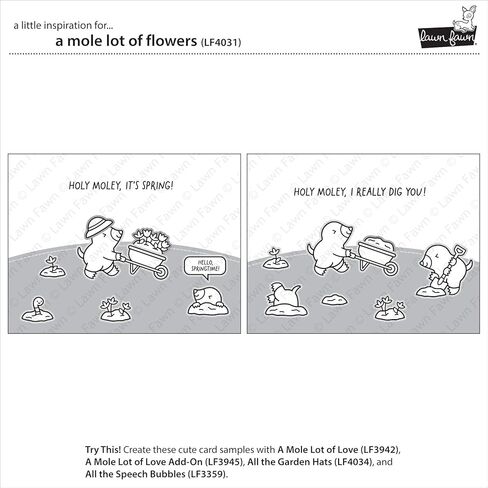 مجموعة طوابع شفافة من Lawn Fawn LF4031 A Mole Lot of Flowers 3x4 in Kuwait