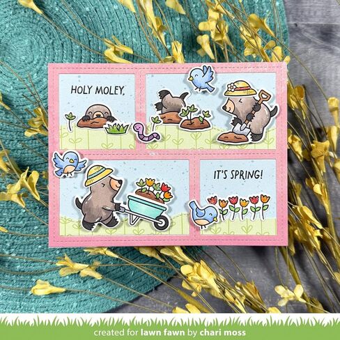 مجموعة طوابع شفافة من Lawn Fawn LF4031 A Mole Lot of Flowers 3x4 in Kuwait