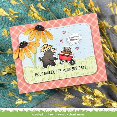 مجموعة طوابع شفافة من Lawn Fawn LF4031 A Mole Lot of Flowers 3x4 in Kuwait